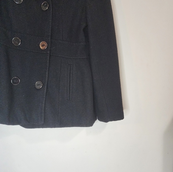 Kenneth Cole New York Black Recycled Wool Blend Black Women 8 Short Peacoat - Picture 4 of 9